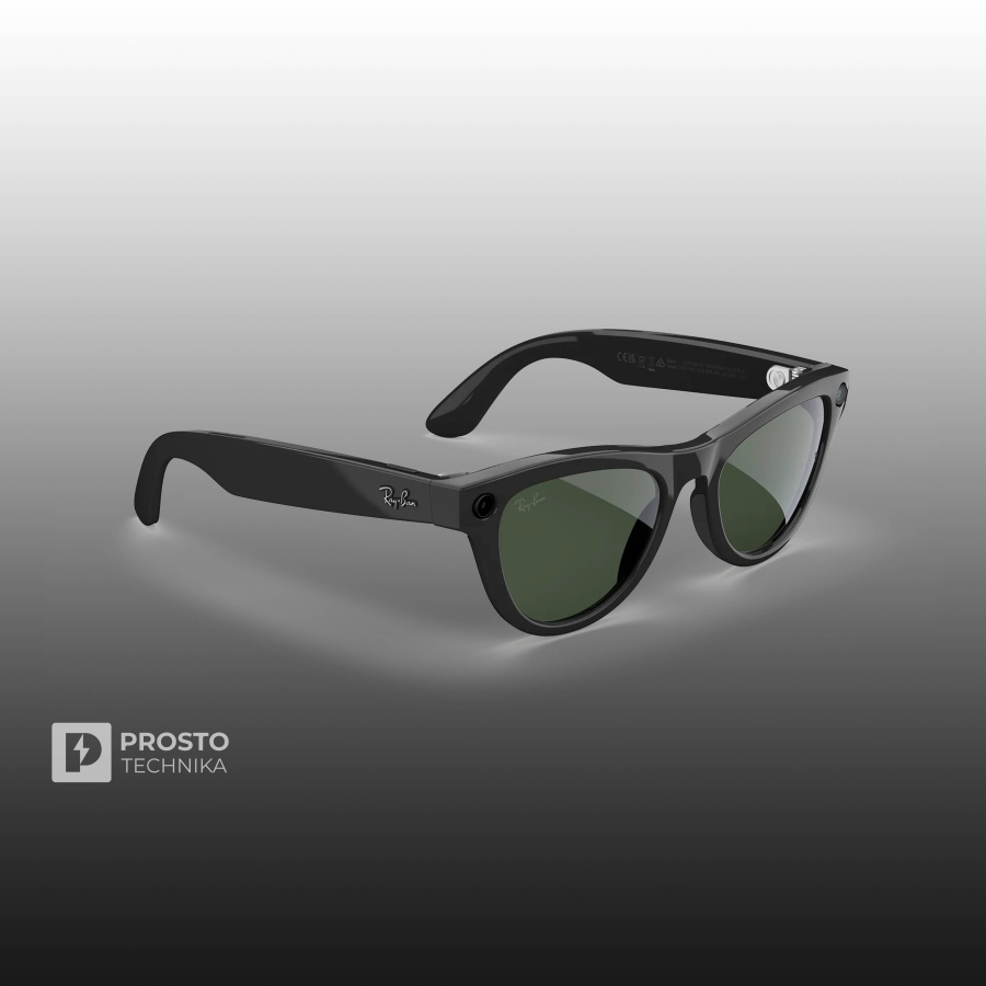 Ray-Ban Skyler (Gen 2) Глянцевый Чёрный с Прозрачно-Зелёными линзами